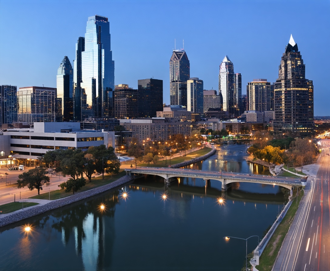 Вид на центр Остина, Техас, с небоскребами