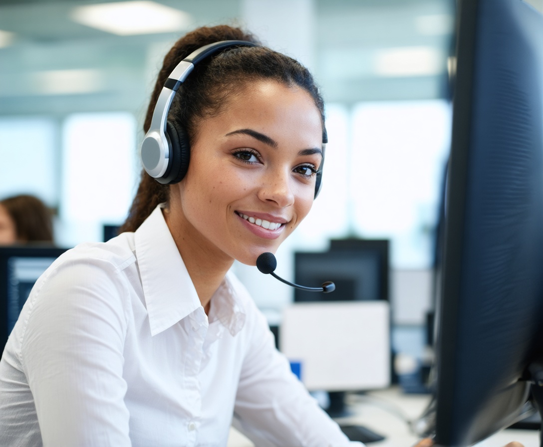 Дружелюбный сотрудник поддержки в наушниках